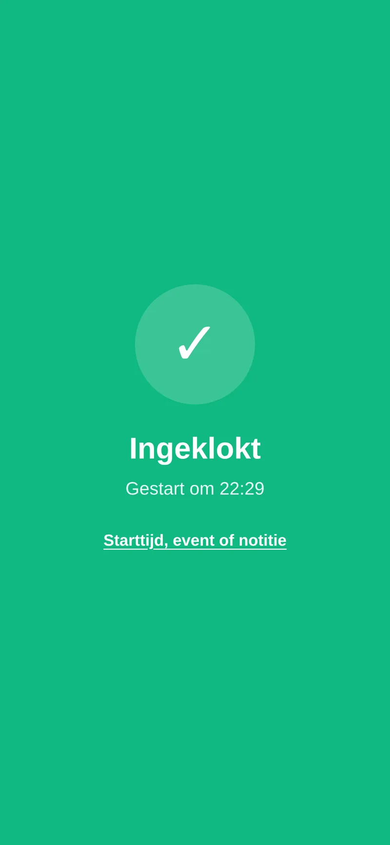 Telefoonscherm met de melding Ingeklokt
